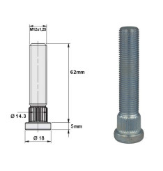 Perno Cravar M12x1.25 estriado 14,3