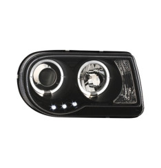 Faróis Angel Eyes Chrysler 300C fundo preto (2004-2008)