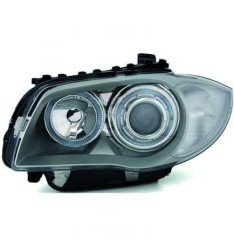 Faróis Angel Eyes BMW Série 1 E81/E87 - fundo cromado DEPO