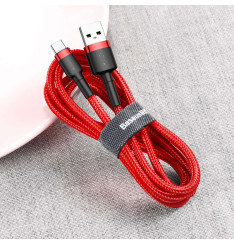 Cabo USB-A para USB-C 1M 3A Vermelho Baseus