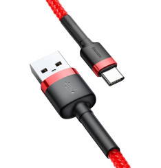 Cabo USB-A para USB-C 1M 3A Vermelho Baseus