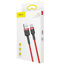 Cabo USB-A para USB-C 1M 3A Vermelho Baseus
