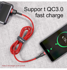 Cabo USB-A para USB-C 1M 3A Vermelho Baseus