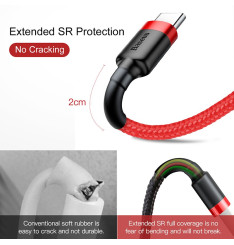 Cabo USB-A para USB-C 1M 3A Vermelho Baseus