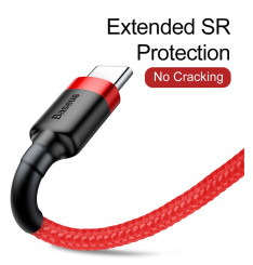 Cabo USB-A para USB-C 1M 3A Vermelho Baseus