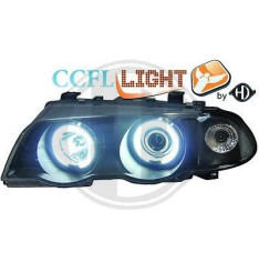 Faróis Angel Eyes CCFL BMW E46 fundo preto 98-01