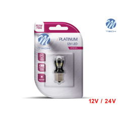 Lâmpada LED BA15s P21W Canbus 14x SMD 2835 12V-24V Cool White Platinum M-Tech - Pack Individual Blister