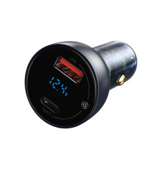Carregador Isqueiro Duplo USB-C e USB-A 65W QC+PPS Cinzento Baseus