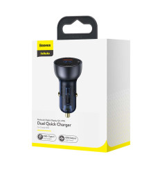 Carregador Isqueiro Duplo USB-C e USB-A 65W QC+PPS Cinzento Baseus