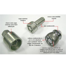 Pernos Segurança / Anti Roubo M14 Boleado M14x1,5 Starlock